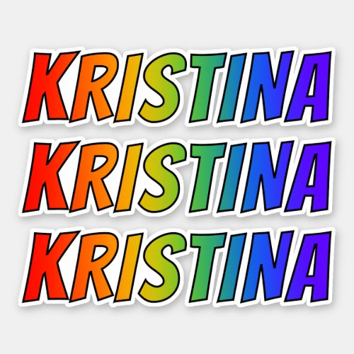 First Name KRISTINA w Fun Rainbow Coloring Sticker