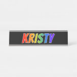 [ Thumbnail: First Name "Kristy": Fun Rainbow Coloring Desk Name Plate ]
