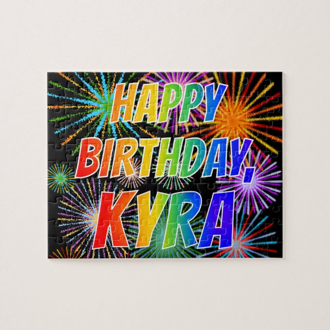 First Name "KYRA", Fun "HAPPY BIRTHDAY" Jigsaw Puzzle (Horizontal)
