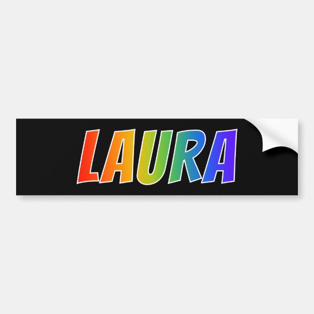 First Name "LAURA": Fun Rainbow Coloring Bumper Sticker (Front)