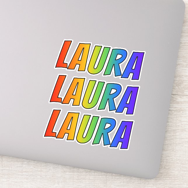 First Name "LAURA" w/ Fun Rainbow Coloring Sticker (Detail)