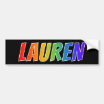 [ Thumbnail: First Name "Lauren": Fun Rainbow Coloring Bumper Sticker ]