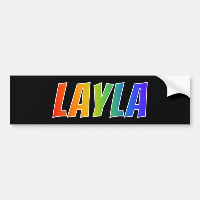 First Name "LAYLA": Fun Rainbow Coloring Bumper Sticker (Front)