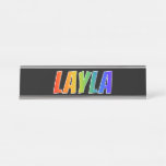 [ Thumbnail: First Name "Layla": Fun Rainbow Coloring Desk Name Plate ]