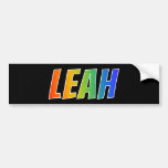 [ Thumbnail: First Name "Leah": Fun Rainbow Coloring Bumper Sticker ]