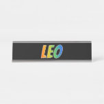 [ Thumbnail: First Name "Leo": Fun Rainbow Coloring Desk Name Plate ]