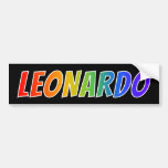 [ Thumbnail: First Name "Leonardo": Fun Rainbow Coloring Bumper Sticker ]