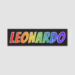 [ Thumbnail: First Name "Leonardo": Fun Rainbow Coloring Name Tag ]