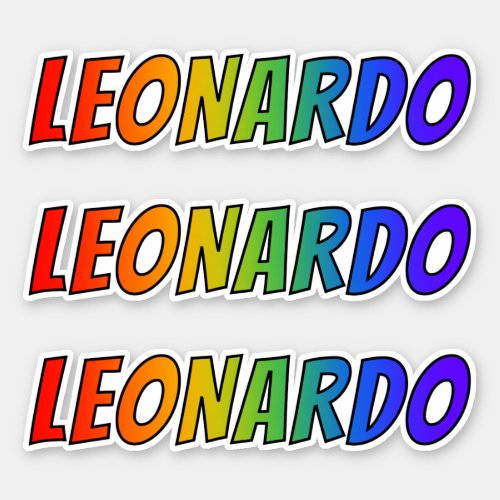 First Name LEONARDO w Fun Rainbow Coloring Sticker