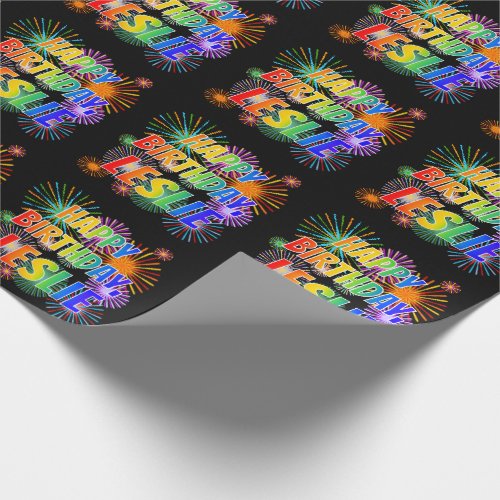 First Name LESLIE Fun HAPPY BIRTHDAY Wrapping Paper