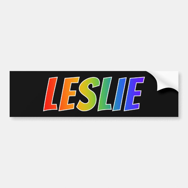 First Name "LESLIE": Fun Rainbow Coloring Bumper Sticker (Front)