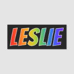 [ Thumbnail: First Name "Leslie": Fun Rainbow Coloring Name Tag ]