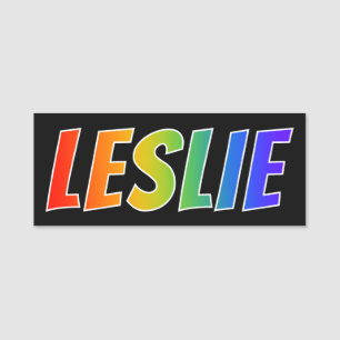 First Name "LESLIE": Fun Rainbow Coloring Name Tag