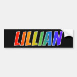 [ Thumbnail: First Name "Lillian": Fun Rainbow Coloring Bumper Sticker ]