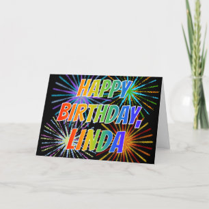 First Name "LINDA" Fun "HAPPY BIRTHDAY" Card