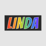 [ Thumbnail: First Name "Linda": Fun Rainbow Coloring Name Tag ]
