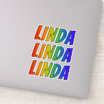 [ Thumbnail: First Name "Linda" W/ Fun Rainbow Coloring Sticker ]