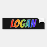 [ Thumbnail: First Name "Logan": Fun Rainbow Coloring Bumper Sticker ]