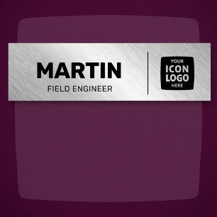 First Name Logo Brushed Silver Employee ID Tag