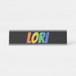 [ Thumbnail: First Name "Lori": Fun Rainbow Coloring Desk Name Plate ]