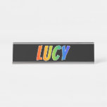 [ Thumbnail: First Name "Lucy": Fun Rainbow Coloring Desk Name Plate ]