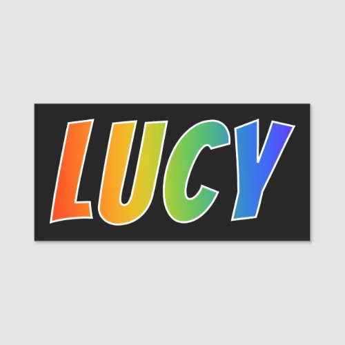 First Name LUCY Fun Rainbow Coloring Name Tag