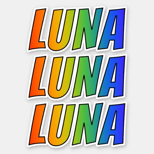 First Name LUNA w Fun Rainbow Coloring Sticker