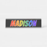 [ Thumbnail: First Name "Madison": Fun Rainbow Coloring Desk Name Plate ]