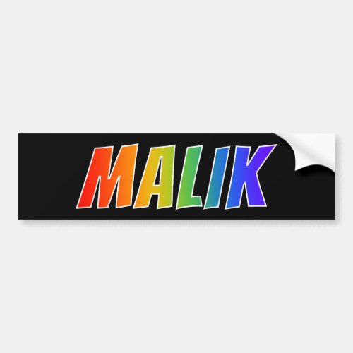 First Name MALIK Fun Rainbow Coloring Bumper Sticker