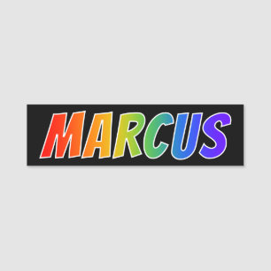 First Name "MARCUS": Fun Rainbow Coloring Name Tag