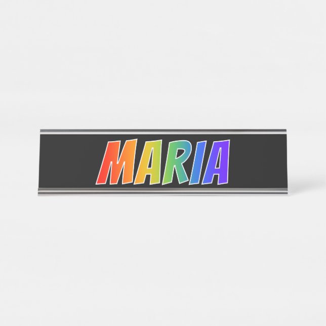 First Name "MARIA": Fun Rainbow Coloring Desk Name Plate (Front)