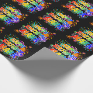 First Name "MARK", Fun "HAPPY BIRTHDAY" Wrapping Paper
