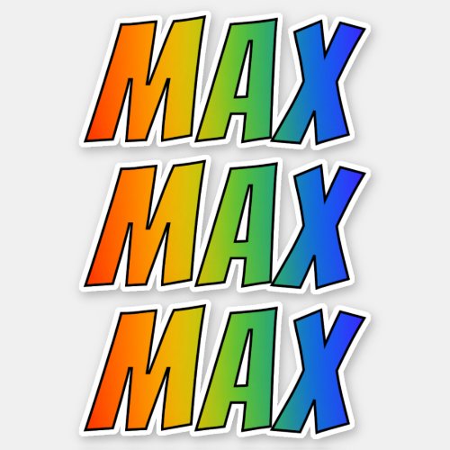 First Name MAX w Fun Rainbow Coloring Sticker
