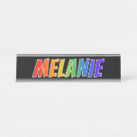 [ Thumbnail: First Name "Melanie": Fun Rainbow Coloring Desk Name Plate ]