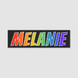 [ Thumbnail: First Name "Melanie": Fun Rainbow Coloring Name Tag ]