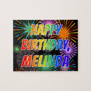 First Name "MELINDA", Fun "HAPPY BIRTHDAY" Jigsaw Puzzle