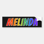 [ Thumbnail: First Name "Melinda": Fun Rainbow Coloring Bumper Sticker ]