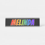 [ Thumbnail: First Name "Melinda": Fun Rainbow Coloring Desk Name Plate ]