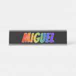[ Thumbnail: First Name "Miguel": Fun Rainbow Coloring Desk Name Plate ]