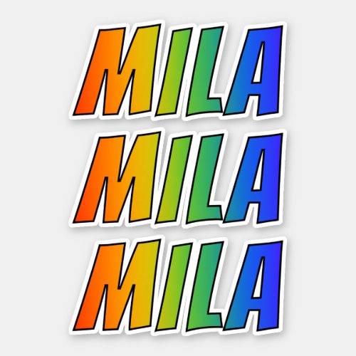 First Name MILA w Fun Rainbow Coloring Sticker