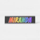 [ Thumbnail: First Name "Miranda": Fun Rainbow Coloring Desk Name Plate ]