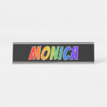 [ Thumbnail: First Name "Monica": Fun Rainbow Coloring Desk Name Plate ]