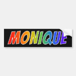 [ Thumbnail: First Name "Monique": Fun Rainbow Coloring Bumper Sticker ]