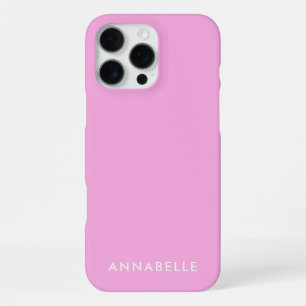 First Name Monogram Minimalist Single Color Pink iPhone 16 Pro Max Case
