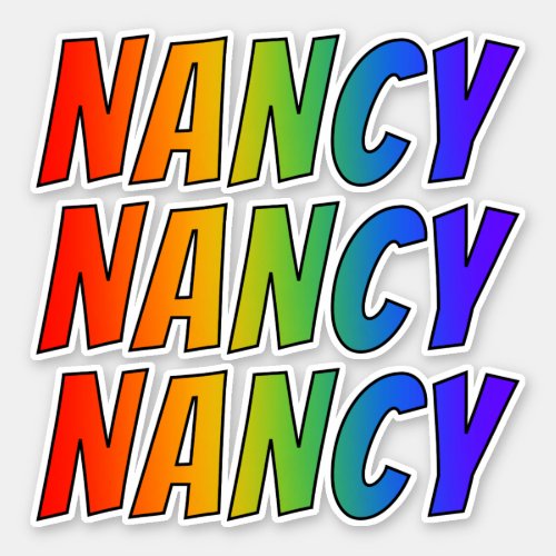 First Name NANCY w Fun Rainbow Coloring Sticker