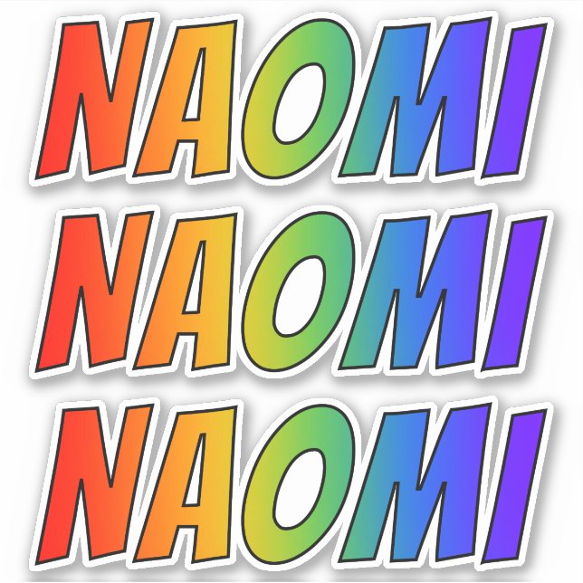First Name "NAOMI" w/ Fun Rainbow Coloring Sticker (Front)