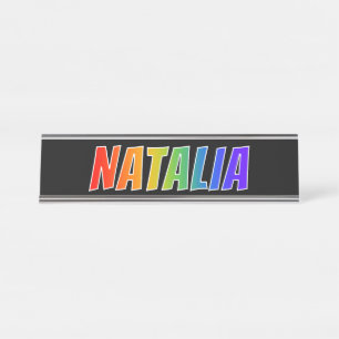 First Name "NATALIA": Fun Rainbow Coloring Desk Name Plate