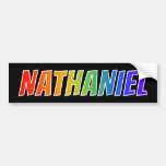 [ Thumbnail: First Name "Nathaniel": Fun Rainbow Coloring Bumper Sticker ]