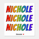 [ Thumbnail: First Name "Nichole" W/ Fun Rainbow Coloring Sticker ]