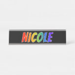 [ Thumbnail: First Name "Nicole": Fun Rainbow Coloring Desk Name Plate ]
